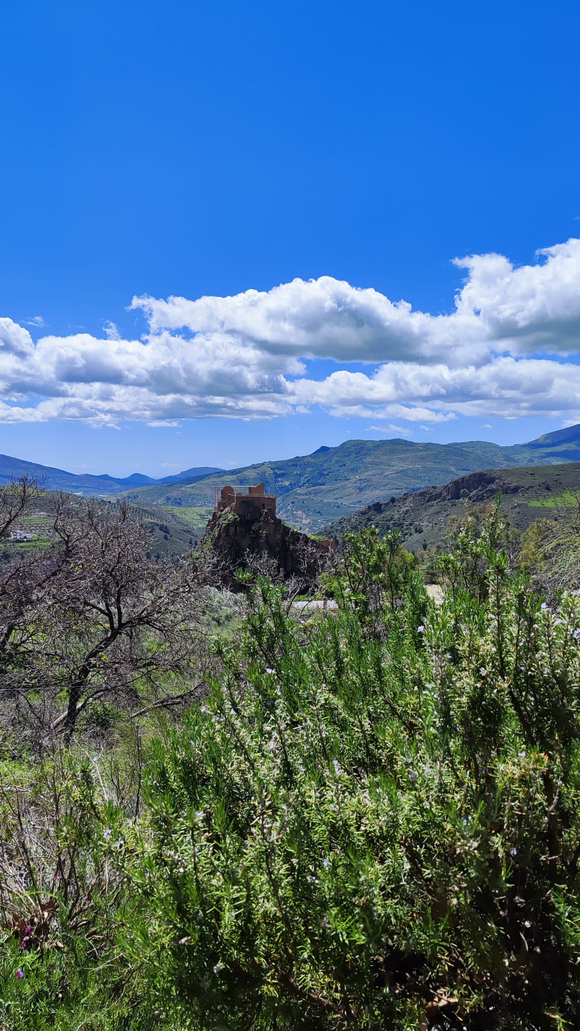 Castillo musulmán. encima de una colina en Lanjarón