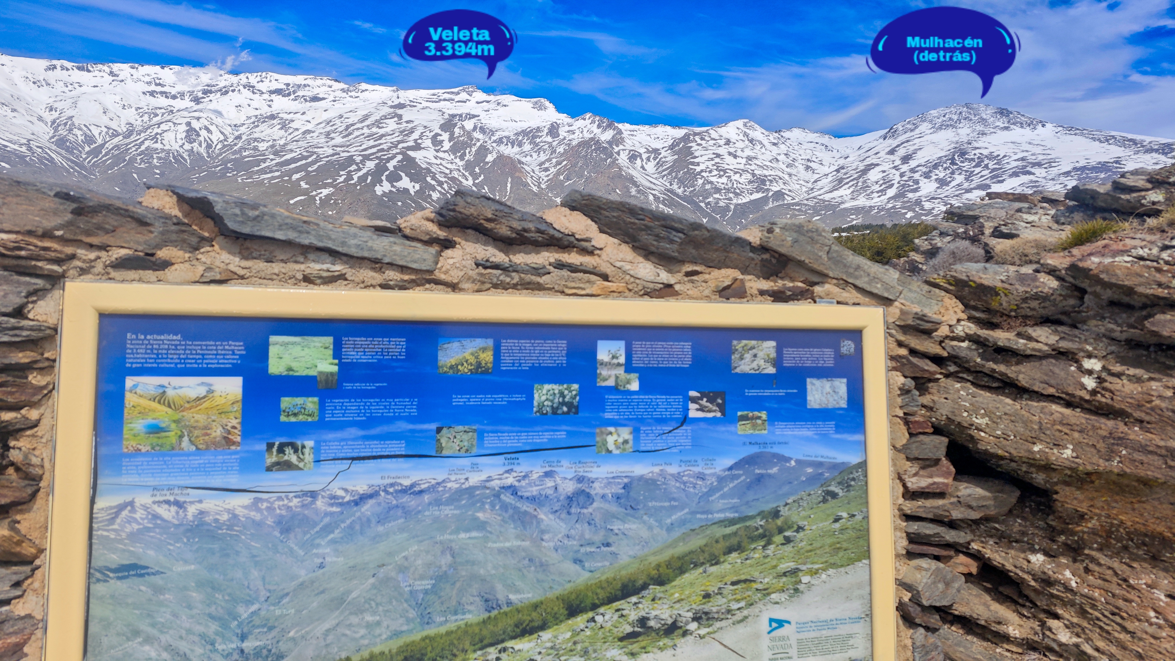 Mirador Puerto Molina, vista de Sierra Nevada, Veleta y Mulhacén