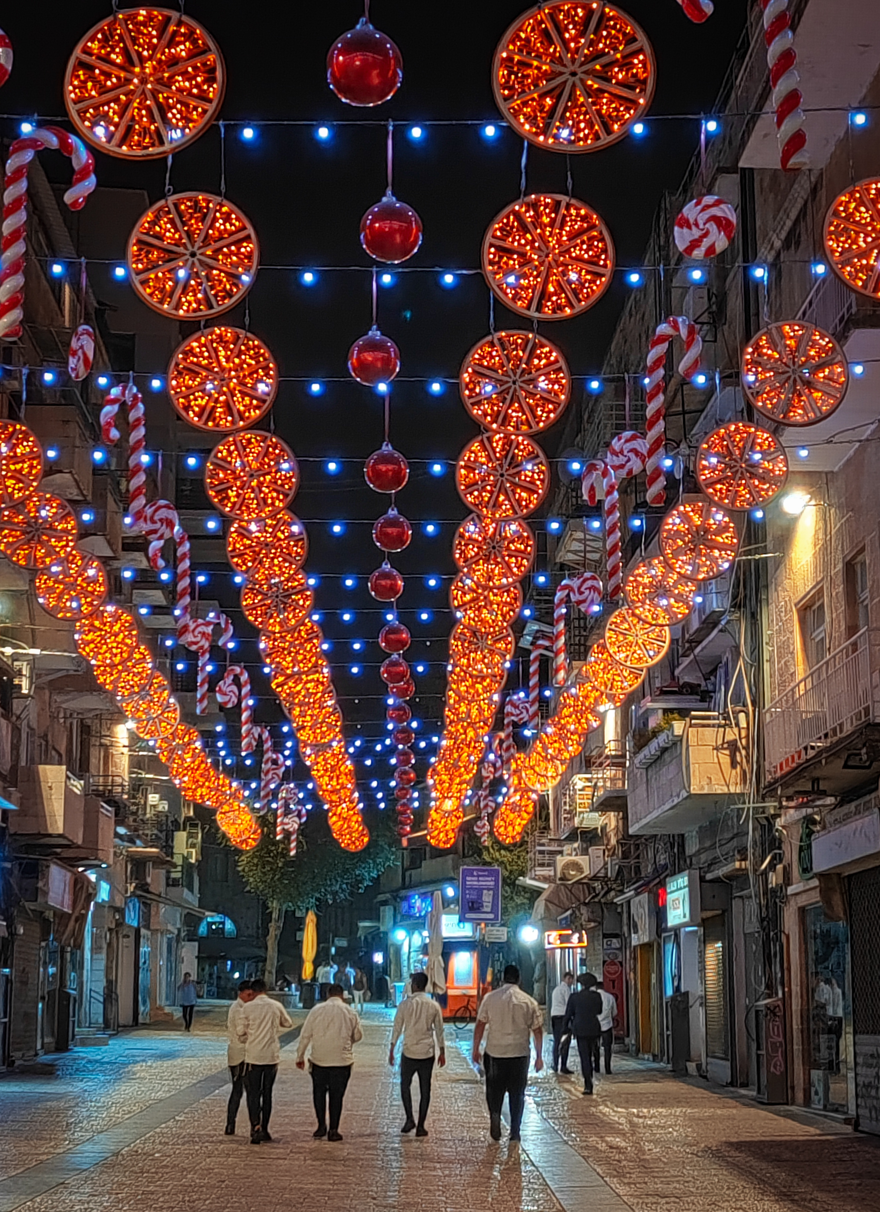 Calle Ben Yehuda, de noche, en Jerusalén