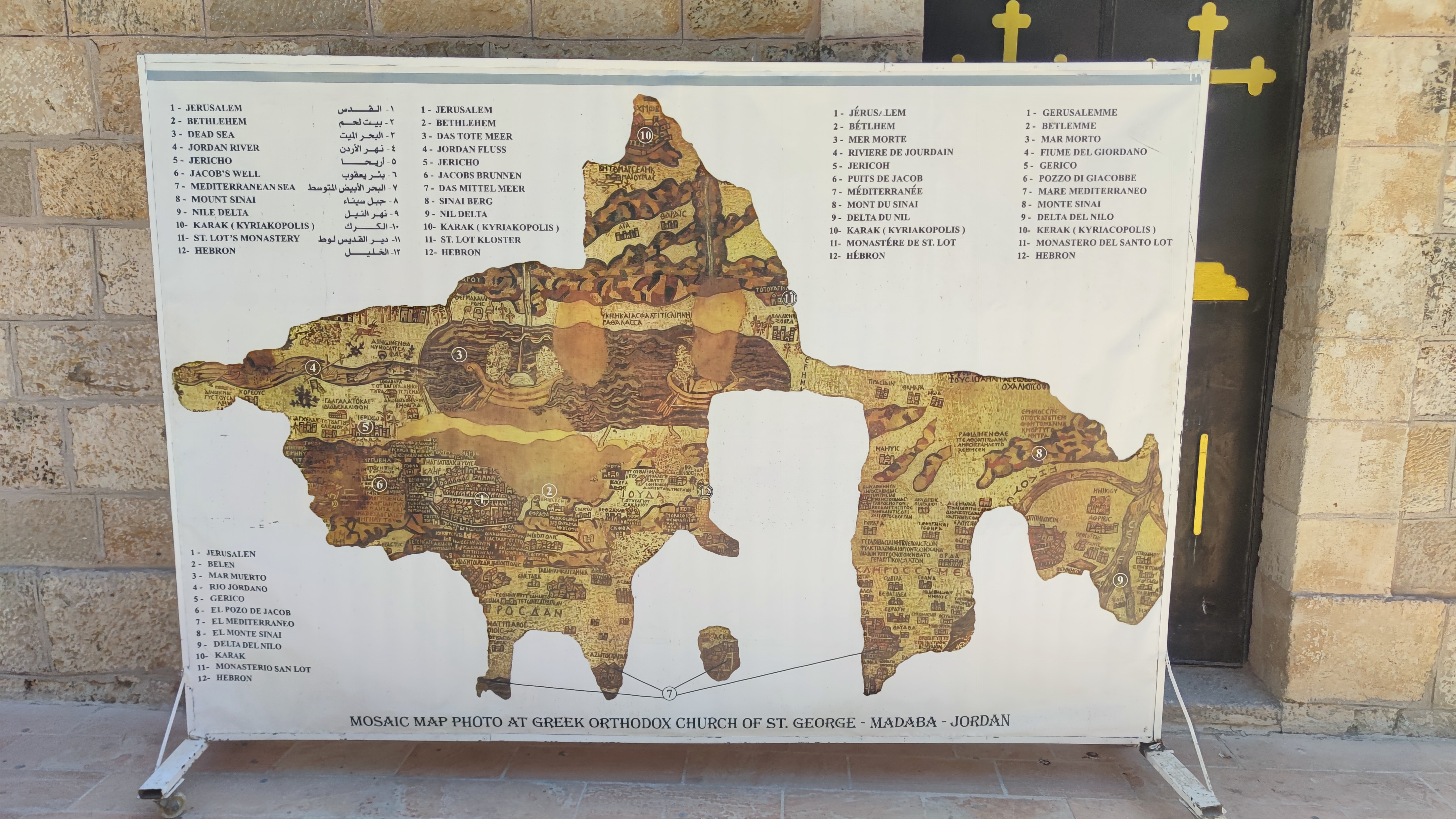 Infografía del Mapa de Madaba, Iglesia Ortodoxa de San Jorge, Madaba, Jordania.