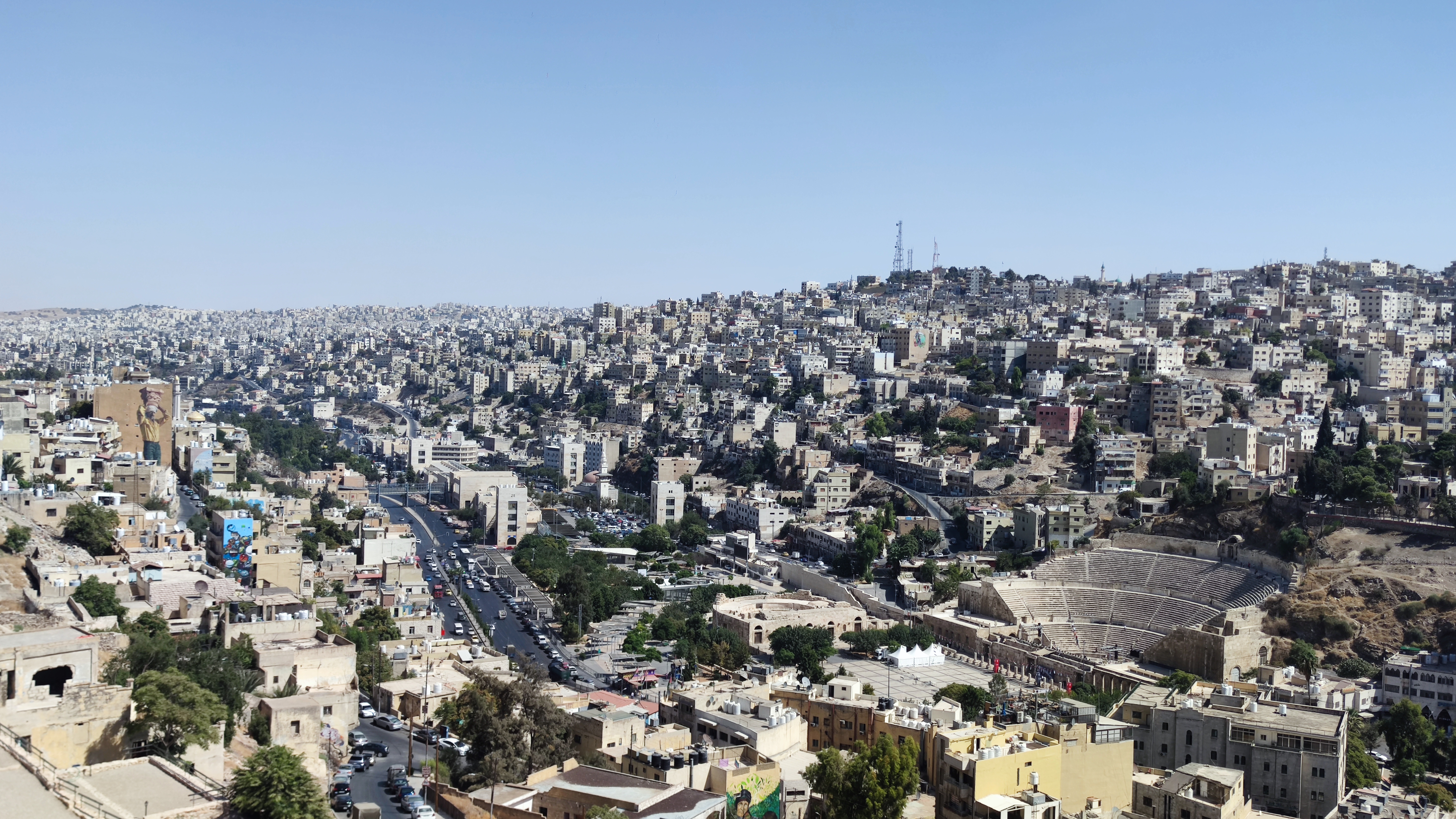 Vistas panorámicas desde la colina de la Ciudadela de Ammán, Jordania.