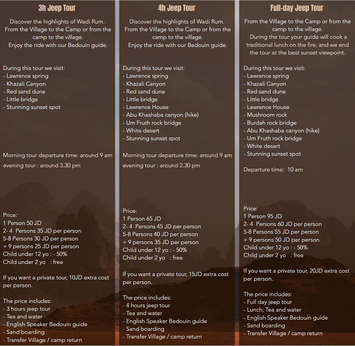 Tour en Wadi Rum del Campamento Desert Bedouine Adventure