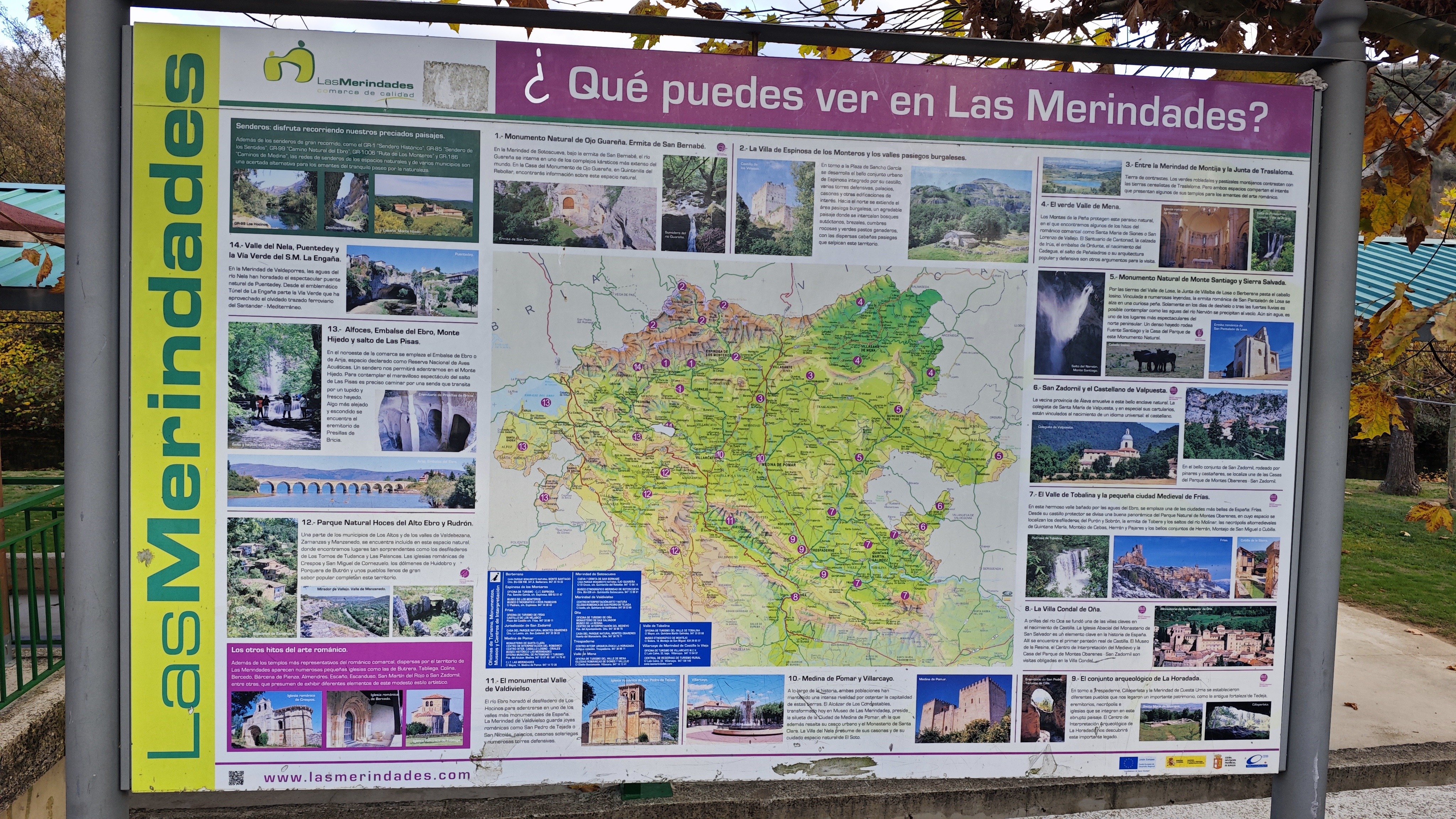 Cartel informativo de todo lo que se puede ver en Las Merindades